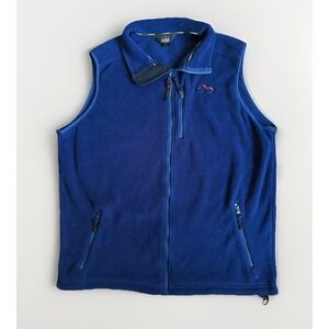 Vintage 90s LL Bean Blue Fleece Vest Mens Lg Tall Full-Zip‎ Old Logo Hiking Gear